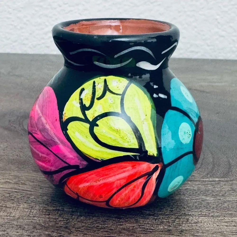 Mexican Pottery Floral Jar Vase